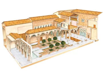Aljaferia. Zaragoza, Spanien. Islamisk palads. Santa Isabel gårdsplads.